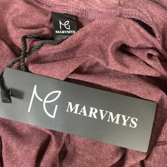 Large T Shirt Dress V Neck Short Sleeved Heathered Purple Pockets - Picture 3 of 5